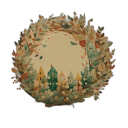 Weekly cherish logo: Tree surrounded in circle by dried leafs