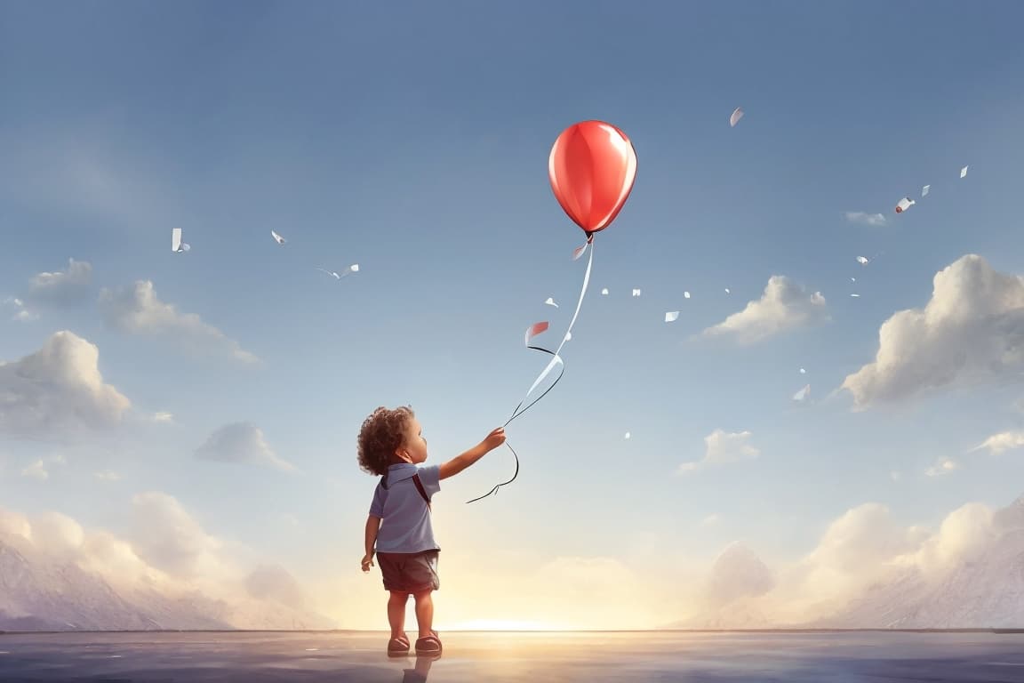 A child releases a balloon with a heartfelt message, feeling connected to their loved one.